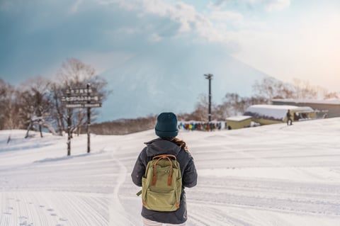 Woman sightseeing in winter destination